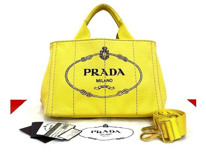 Borsa 2way in tela Canapa Prada Giallo