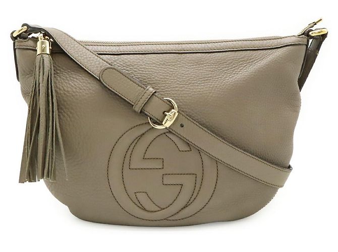 Borsa a tracolla in pelle Gucci Soho Marrone Beige