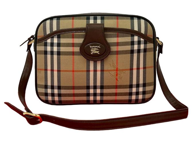 Bolsa de ombro em canvas Classic Check e couro Burberry Marrom