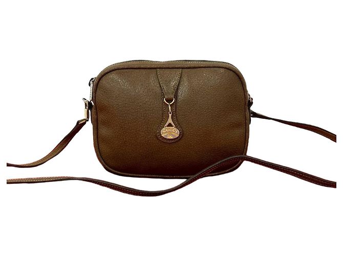 Mini bolsa de ombro em couro Gucci Marrom