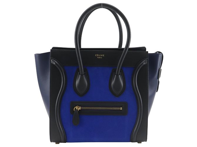 Céline Bolsa Celine Luggage Micro Shopper em couro de bezerro Preto