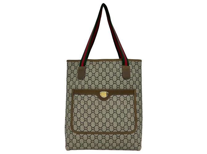 Borsa Tote Gucci in pelle e PVC Marrone
