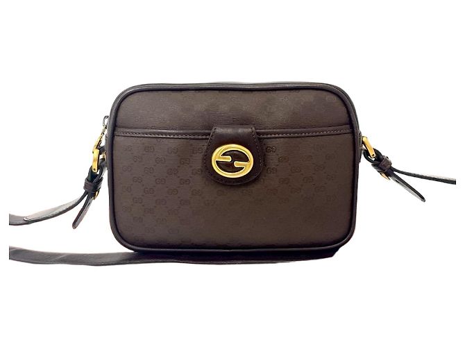 Borsa a tracolla in pelle Micro GG Gucci Marrone