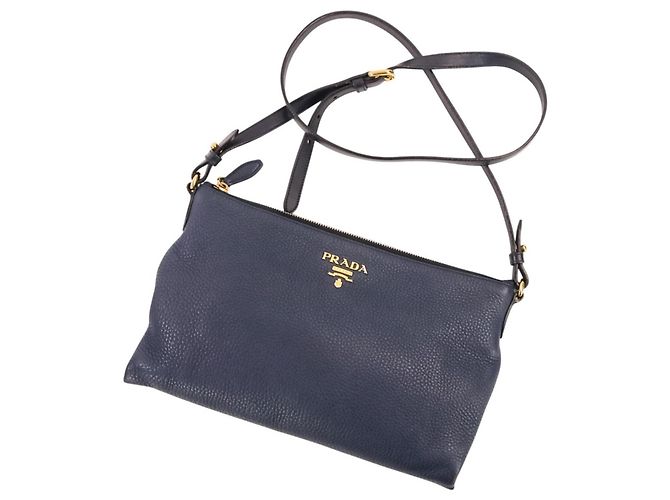 Borsa a tracolla Prada Vit.Daino in pelle Blu navy