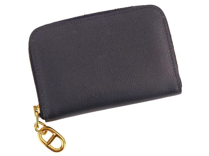 Hermès HERMES Chaine d'Ancre Zip Ango Compact Wallet Bleu