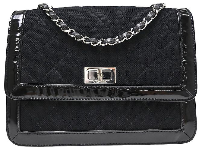 Chanel Reissue Flap Quilted Jersey with Patent Mini Black