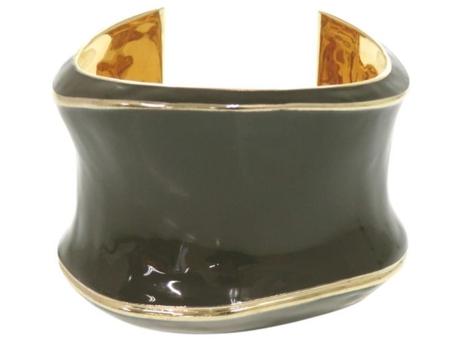 Bracciale largo Gucci in metallo verde kaki e oro D'oro Cachi