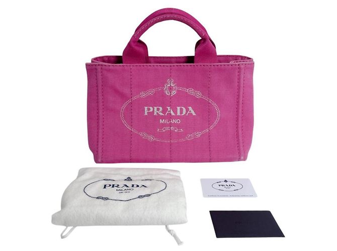 Borsa Tote Prada Canapa Denim Rosa