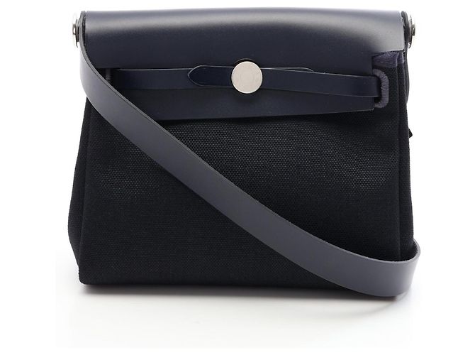Bolsa de ombro Hermès Herbag Zip Mini Preto Azul Azul marinho