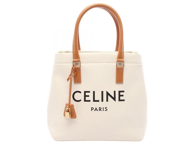 Céline Sac Cabas Horizontal Celine Marron Écru