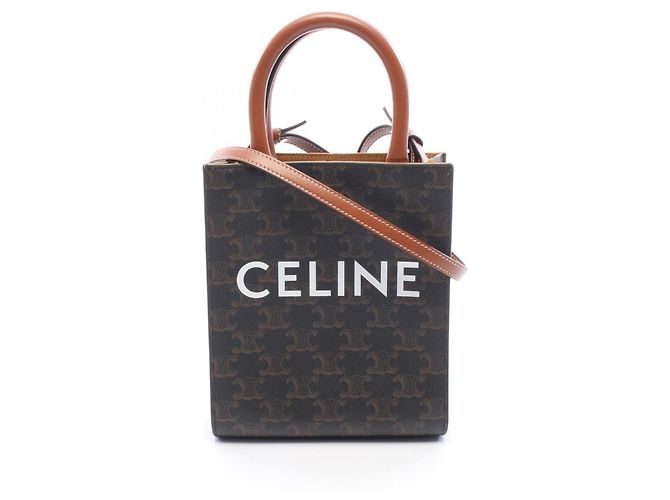 Céline Borsa cabas verticale mini Triomphe Celine Marrone Nero 