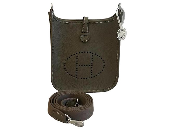 Borsa a tracolla Hermès Aline Mini in pelle granulata Marrone