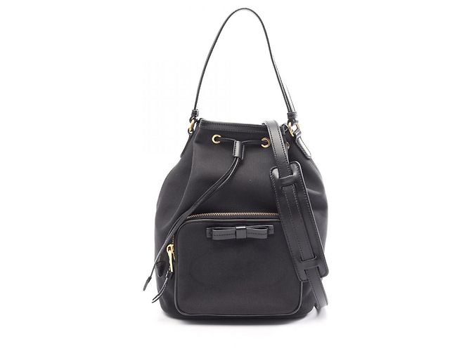 Sac à main 2-Way en jacquard LOGO Prada Noir