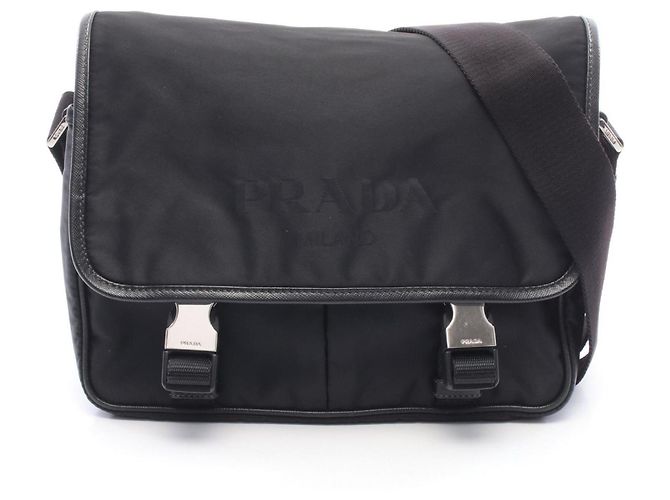 Borsa a tracolla Prada Black Tessuto & Saffiano Nero