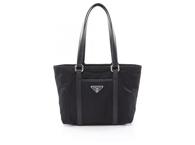 Prada Triangle Logo Tote Bag Schwarz 