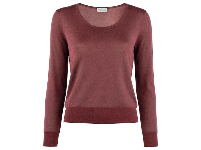 Dries Van Noten Feinstrick-Pullover - Altrosa Bordeaux