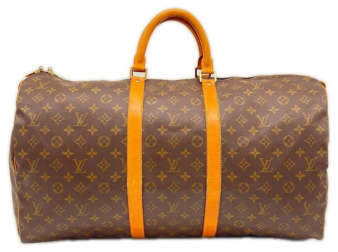 Sac Boston Louis Vuitton Monogram Keepall 55 Marron Beige