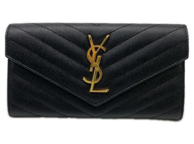 Saint Laurent Cassandra Large Flap Portemonnaie Schwarz