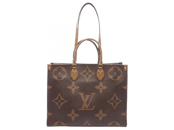 Borsa Tote Louis Vuitton OnTheGo GM Monogram Giant Reverse Marrone Beige