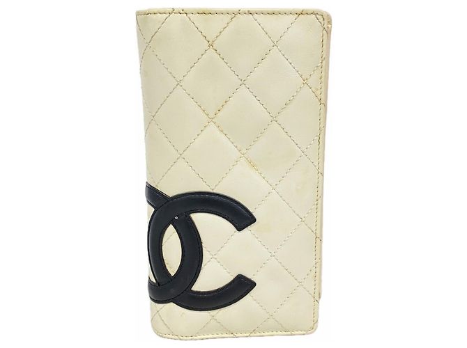 Cartera larga de piel de cordero Cambon Chanel Blanco