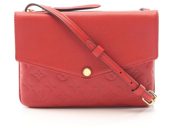 Borsa a tracolla Louis Vuitton Twice Monogram Empreinte Cerise Rosso Fuschia