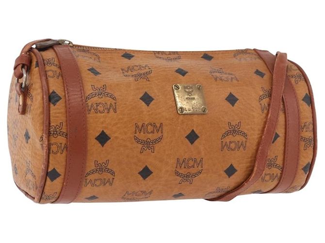Borsa a Spalla MCM Vicetos Logogram PVC Marrone Oro Auth gh2158 D'oro