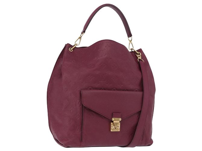 LOUIS VUITTON Bolsa de Ombro Monogram Empreinte Metis Vermelho Vinho M40813 Auth ka5209V Bordeaux
