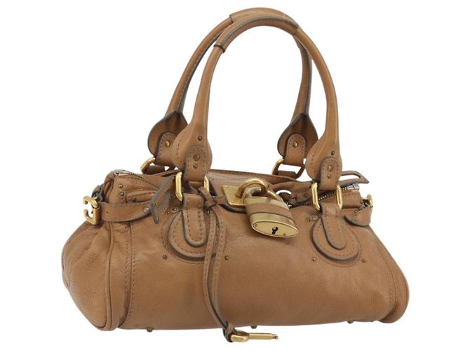 Chloé Borsa Chloe Paddington in Pelle Marrone Oro Argento Auth BA14347V D'oro