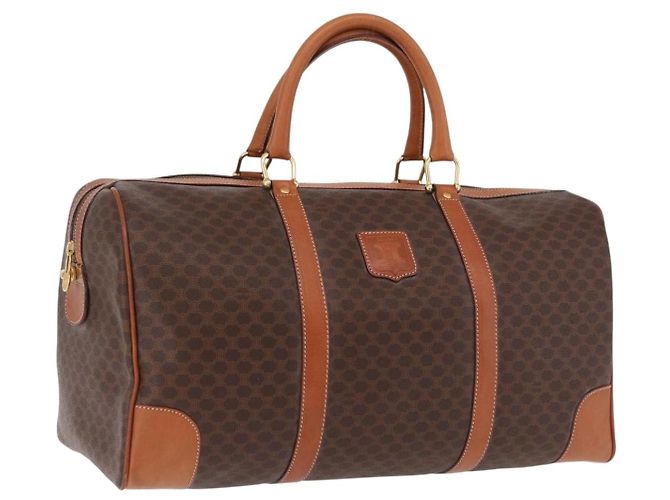 Céline Borsa Boston CELINE Macadam Canvas PVC Pelle Marrone Oro Auth 191352A D'oro