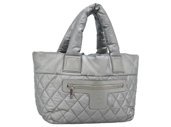 Sac cabas CHANEL Cococoon en toile enduite avec logo CC argenté Authentique bs36183