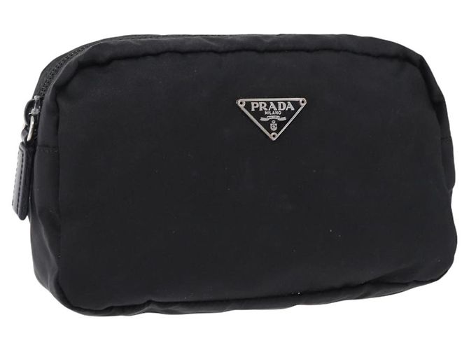 PRADA Pouch Nylon Schwarz Silber Auth 191801