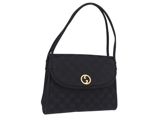 Borsa GUCCI GG in nylon nero e oro Auth 190585 D'oro