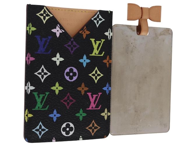 LOUIS VUITTON Monogram Multicolor Etui Hand Mirror Black M92651 LV Auth 192940V Nero