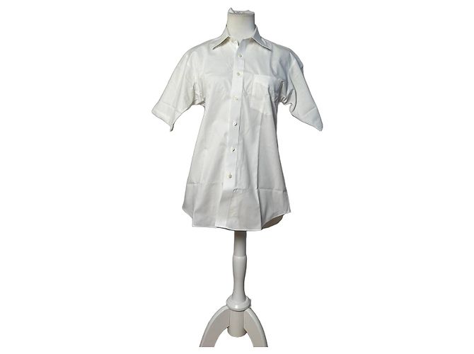 Vintage Courreges Baumwollmischung Hemd Weiß L