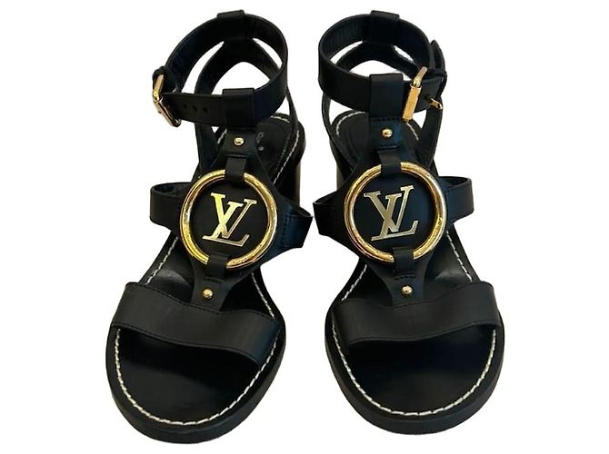 Graceful Louis Vuitton Sandaletten mit Absatz aus schwarzem Leder