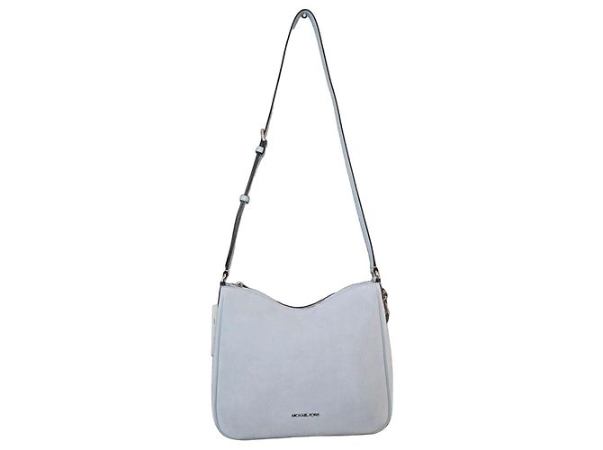 Bolsa de ombro Michael Kors Nyla em couro liso e camurça azul claro