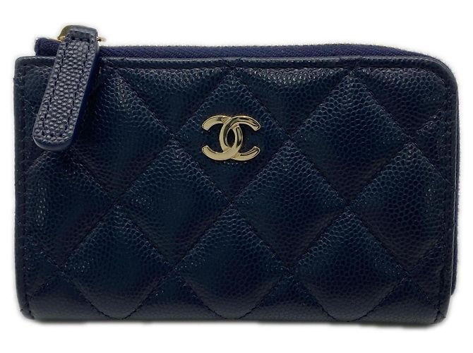 Chanel Matelassé Coin Purse Navy blue