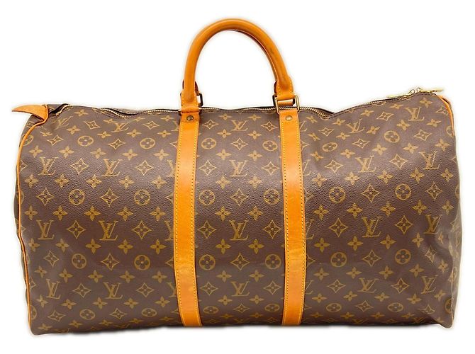 Bolsa Boston Louis Vuitton Monogram Keepall 55 Marrom Bege