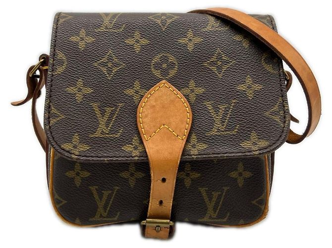 Bolsa de Ombro Louis Vuitton Monogram Cartouchiere PM M51254 Marrom Bege