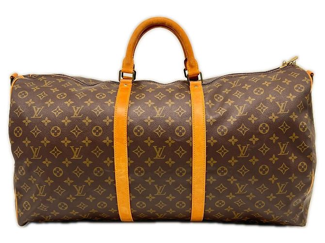 Louis Vuitton Monogram Keepall Bandoulière 60 Sac Boston Marron Beige