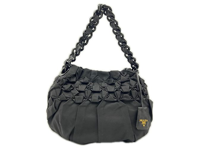 Sac à main Prada Nylon Triangle Logo Frill Noir