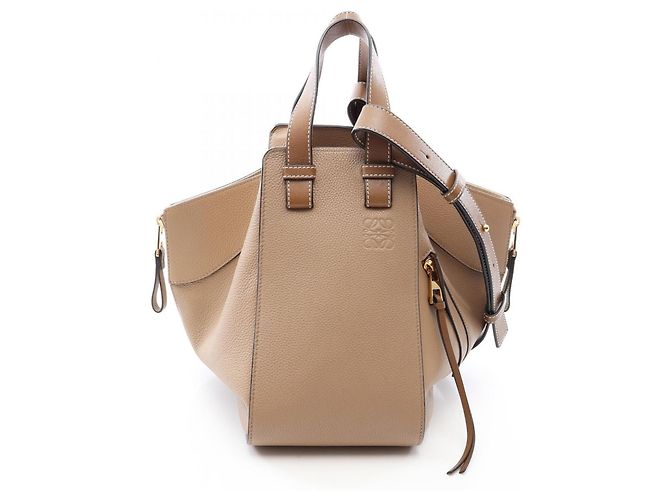 Bolsa de mão de couro Loewe Hammock Small 2-Way Bege