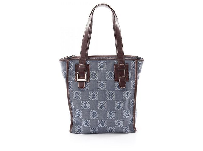 Borsa Tote Loewe Repeat Anagram Marrone Blu navy