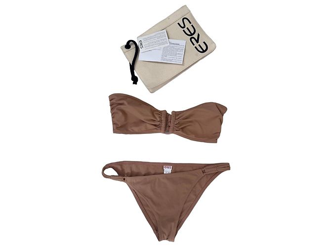 Conjunto de bañador de 2 piezas Eres beige con ganchillo
