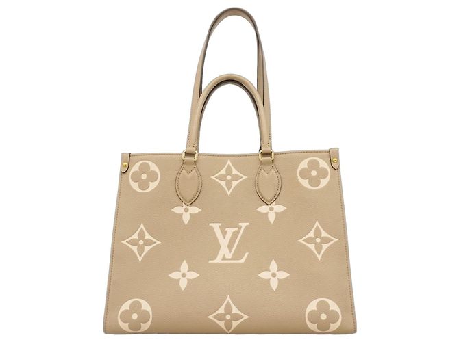 Borsa Tote Louis Vuitton Monogram Empreinte Bicolor OnTheGo MM Grigio Crudo