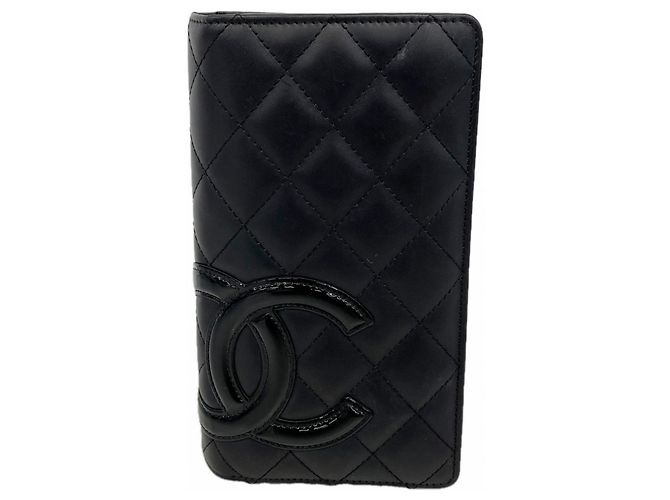 Cartera larga de cordero Cambon Chanel Negro