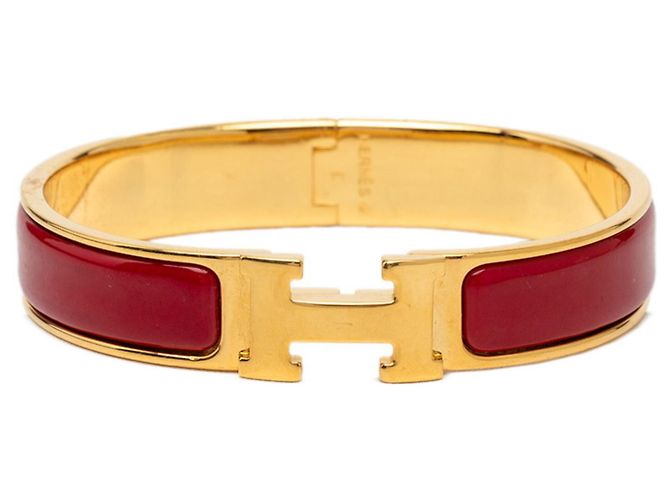 Hermès Pulseira Click H PM Hermes Vermelho Dourado 