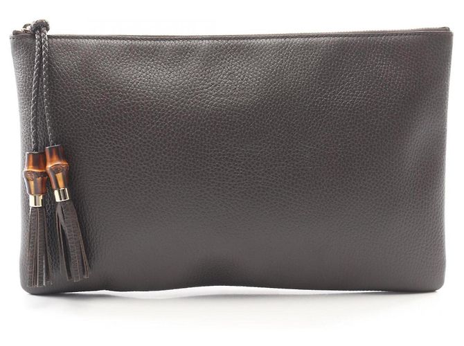 Sac à main pochette Gucci Bamboo Second Bag Marron