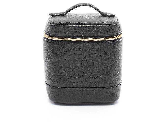Bolsa Chanel Coco Mark em couro de bezerro granulado preto
