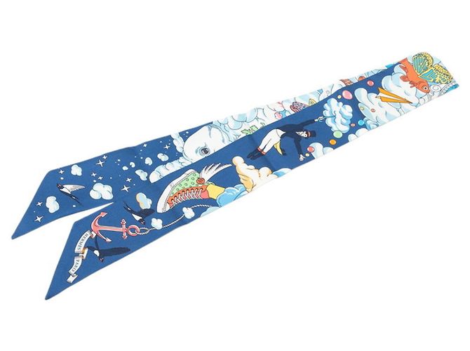 Hermès Hermes Twilly Sur Mon Nuage My Cloud Scarf Blu Multicolore